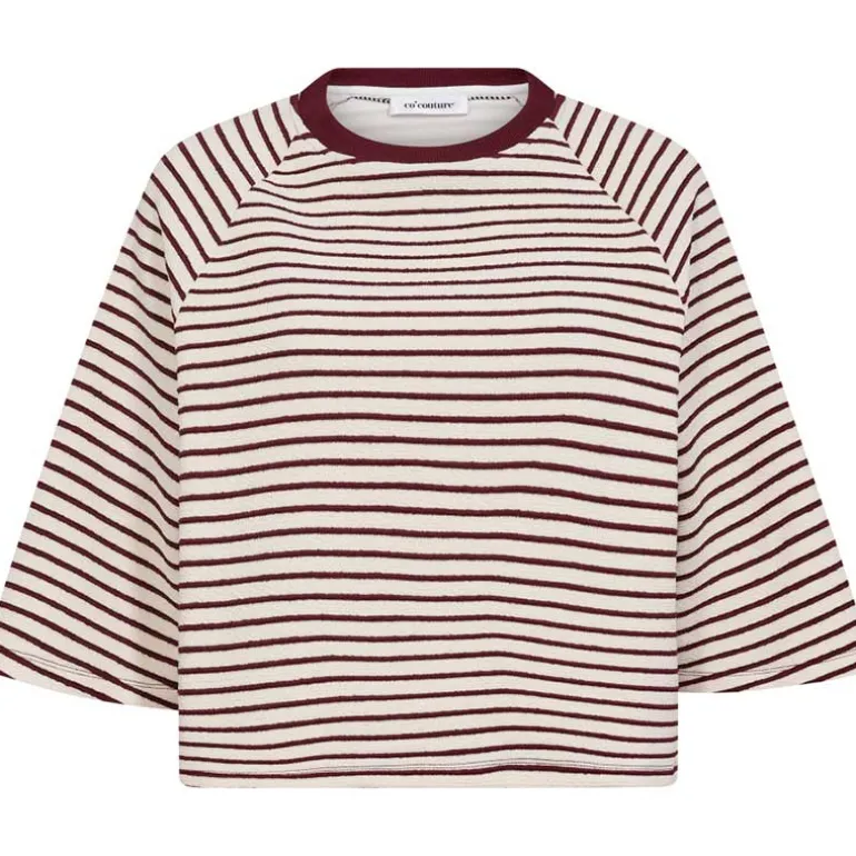 Co Couture ErinCC Stripe Tee WhiteBurgundy