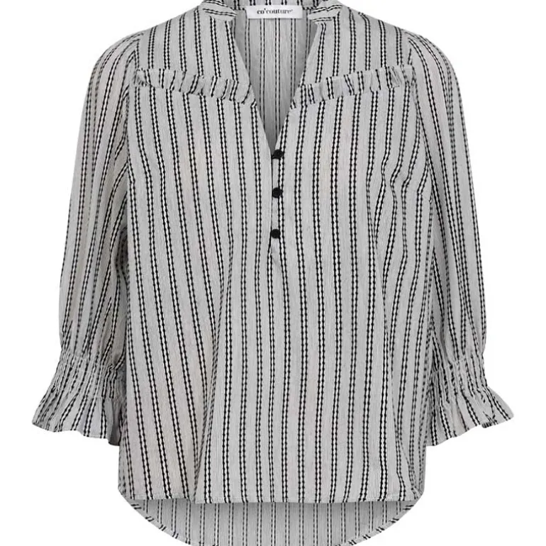 Co Couture NoraCC Frill SS Blouse WhiteBlack