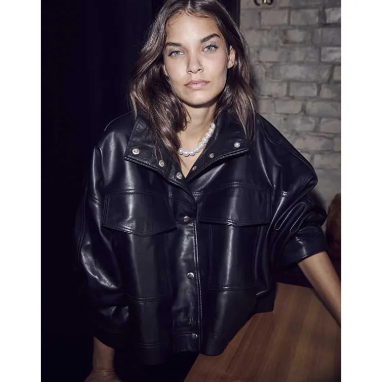 Co Couture PhoebeCC Leather Box Jacket Black