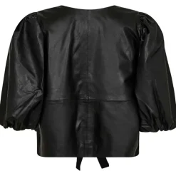 Co Couture PhoebeCC Leather Bow Blouse Black