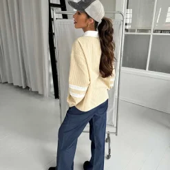 Continue 14720 Ally 21 Small Stripe Shirt Sand/White