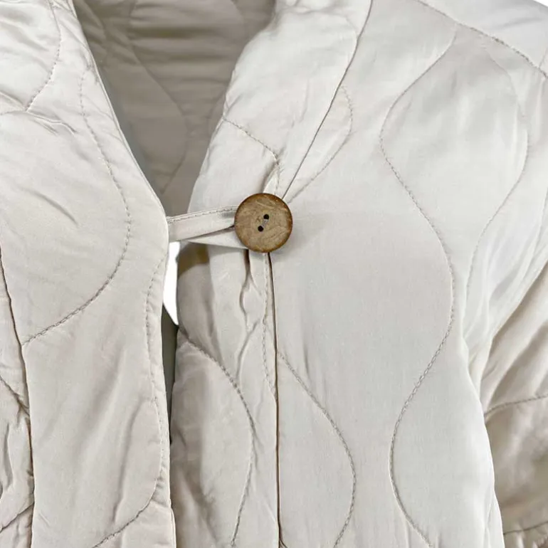 J By J 8018 Oversized Quilted Jacket / Vest Beige