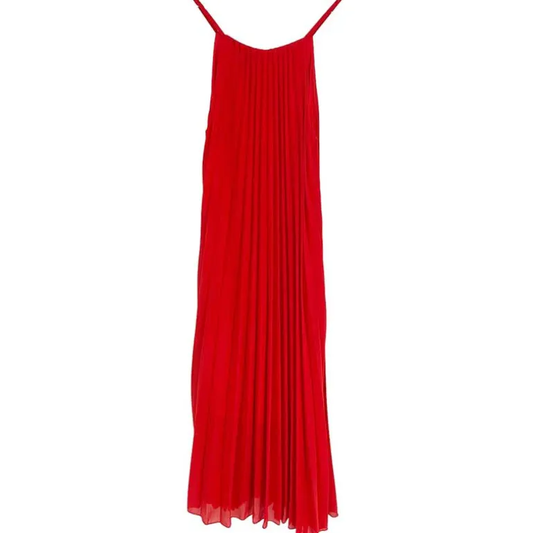 J BY J 9603 Plizze Long Dress Rød