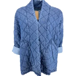 J By J 80894 Quilted Denim Jacket Blue