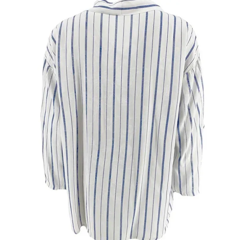 J By J 81381 Striped Viscose Shirt White