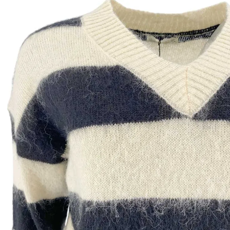 J By J 3056 Stripe Knit Beige / Black