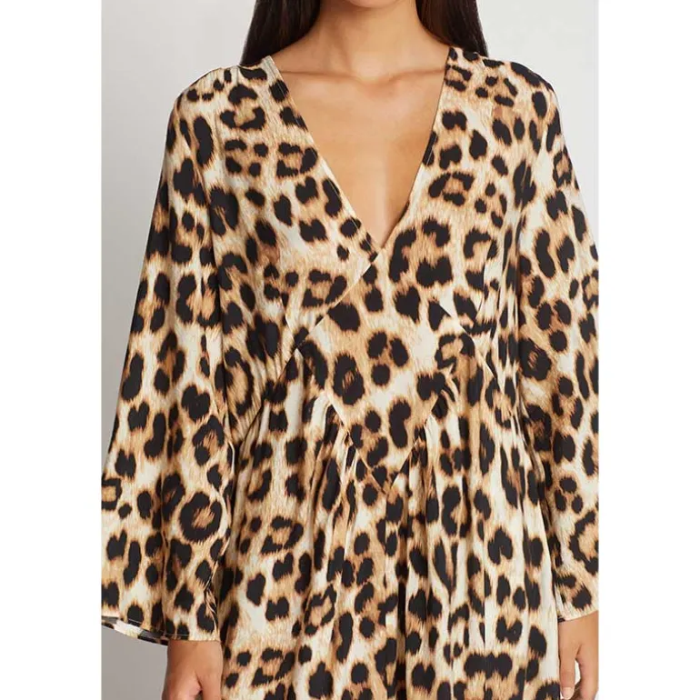 Munthe Ublue Long Leopard Dress Mocca