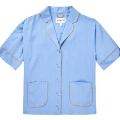 Munthe Ushi SS Pinstripe Shirt Blue