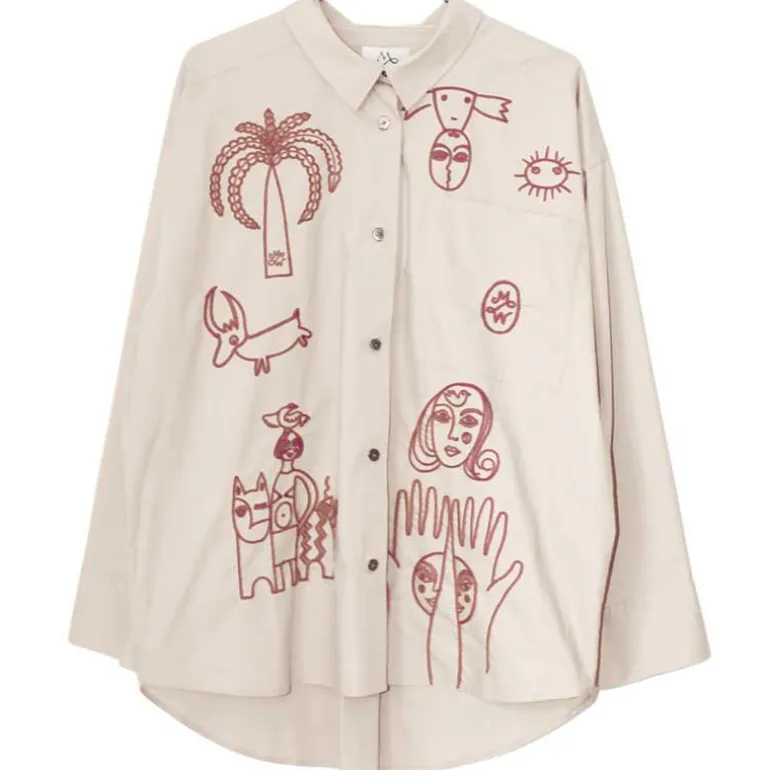 M. Wiesneck Oversized Embroidery Shirt Beige