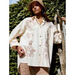 M. Wiesneck Oversized Embroidery Shirt Beige
