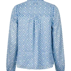Neo Noir Bisa Big Tile Blouse Lyseblå