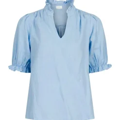 Neo Noir Odesa Linen Blouse Lyseblå