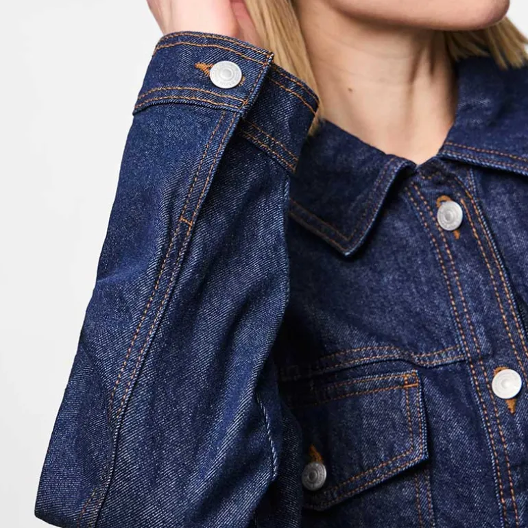 Pieces PCElma Denim Jacket Noos Dark Blue Denim