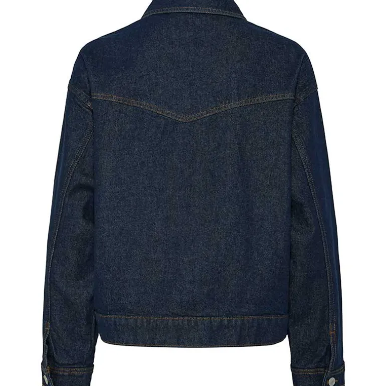 Pieces PCElma Denim Jacket Noos Dark Blue Denim