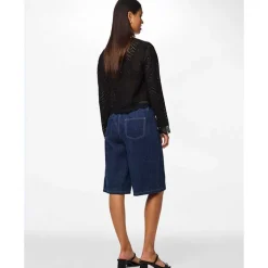 Pieces PCFabia MW Denim Jorts Dark Blue Denim
