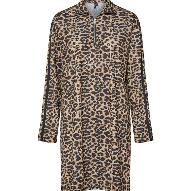 Pieces PCGrace LS Half Zip Short Dress Black/Leo