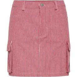 Pieces PCJayla MW Short Skirt High Risk Red Stripes Bright White