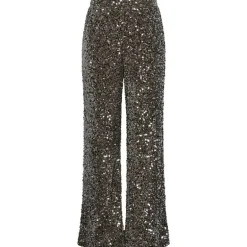 Pieces PCKam HW Wide Pant Morel Silver Sequins