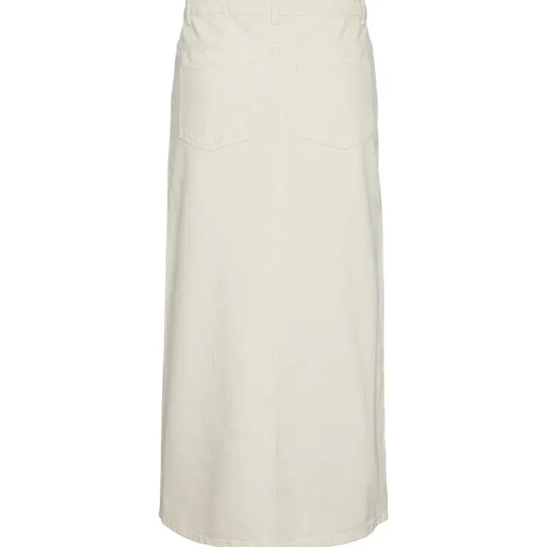 Pieces PCKenise MW Denim Ankle Skirt BC Off White