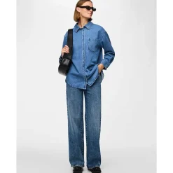 Pieces PCMaisie Ls Denim Shirt Noos Medium Blue Denim