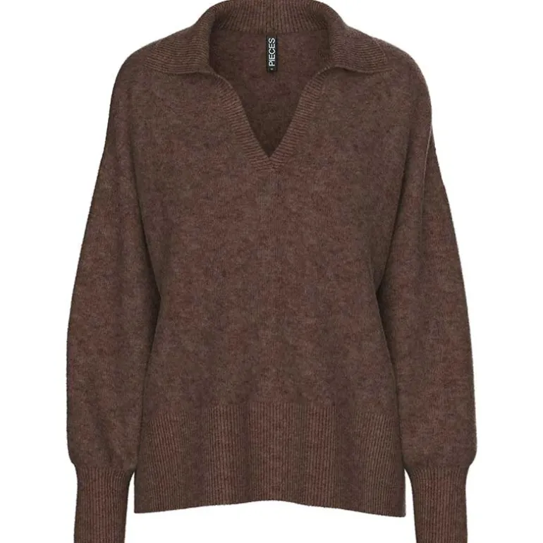 Pieces PcMalou LS Polo Knit Noos Chicory Coffee Melange