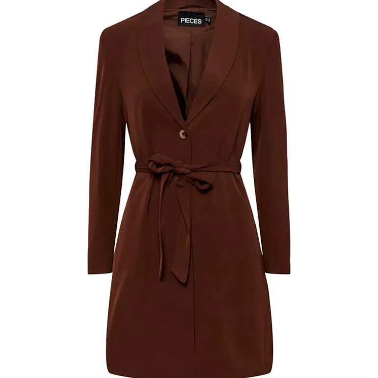 PIECES PCNATASJA LS LONG BLAZER BRUN