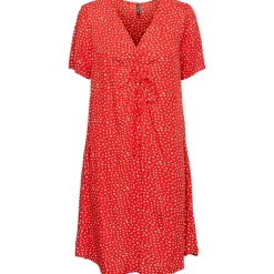 PIECES PCNYA SS V-NECK SHORT DRESS BC RØD