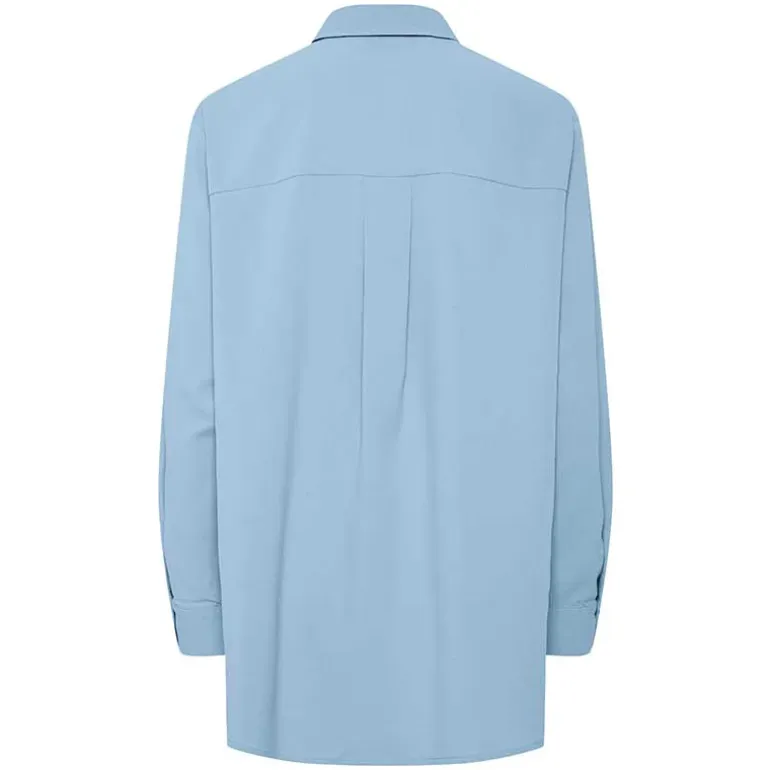 Pieces PcPoppy Ls Oxford Loose Shirt WVN Noos Cashmere Blue