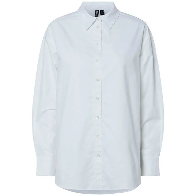 Pieces PcPoppy Ls Oxford Loose Shirt WVN Noos Bright White