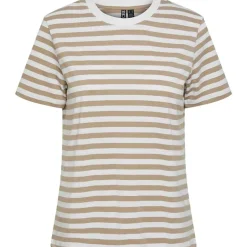 Pieces PCRia SS Tee Stripes Noos Silver Mink