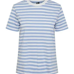Pieces PCRia SS Tee Stripes Noos Hydrangea