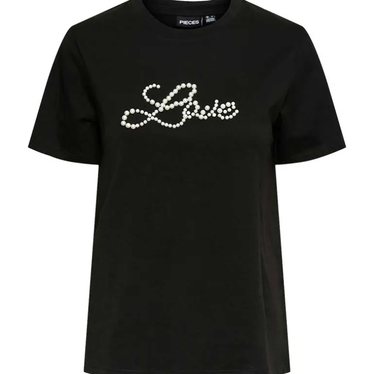 Pieces PCRine SS Printed T-Shirt Black