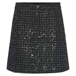 Pieces PCRoberta HW Mini Sequins Denim Skirt Grey Denim